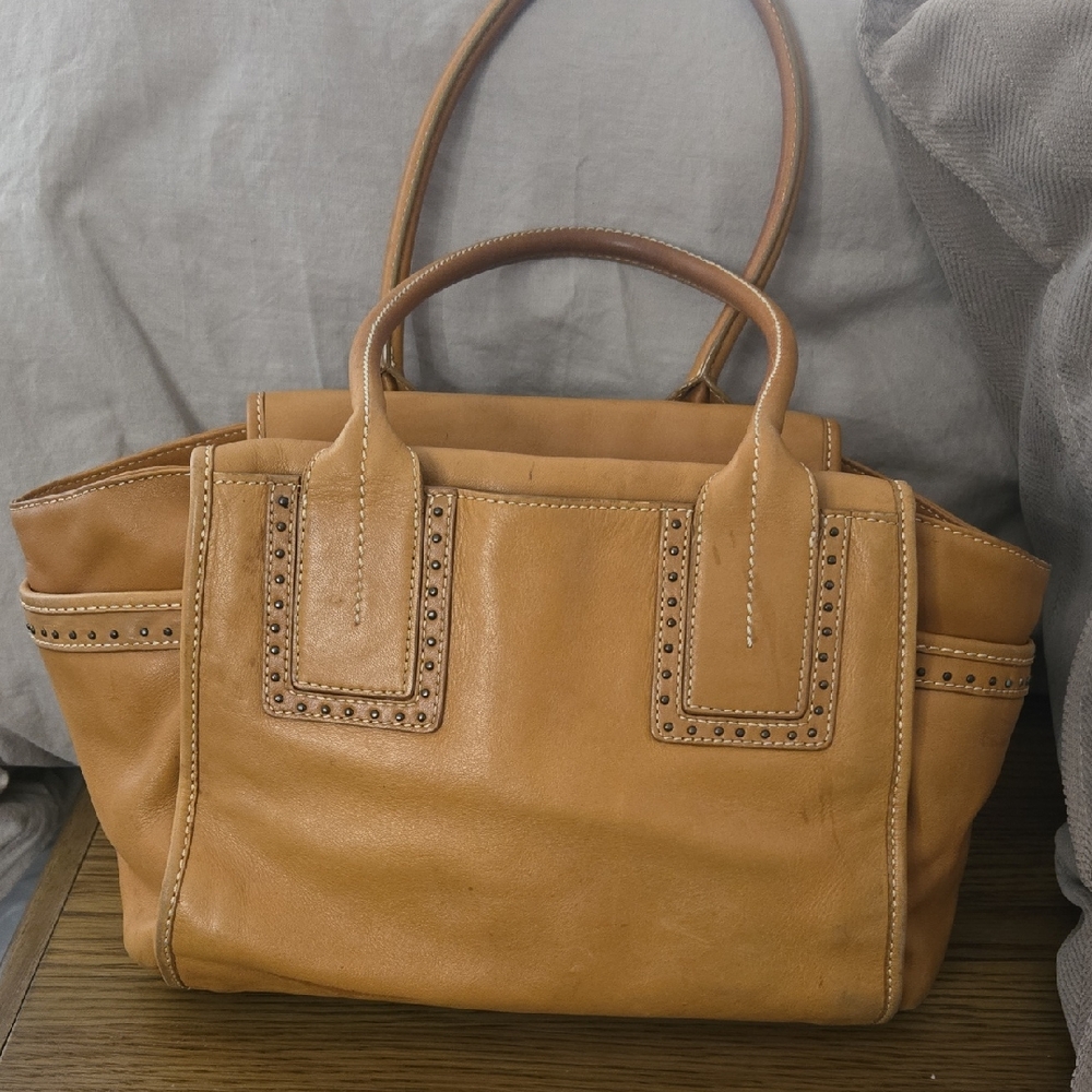 Kenneth Cole New York Tan Leather Studded Women's Bag